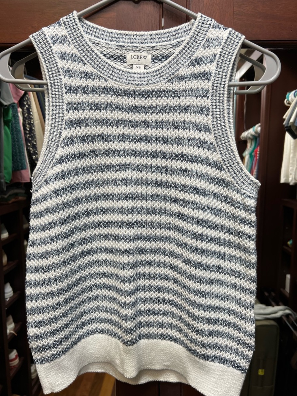 J. Crew XS Navy & White Striped Knit Sweater Tank Top